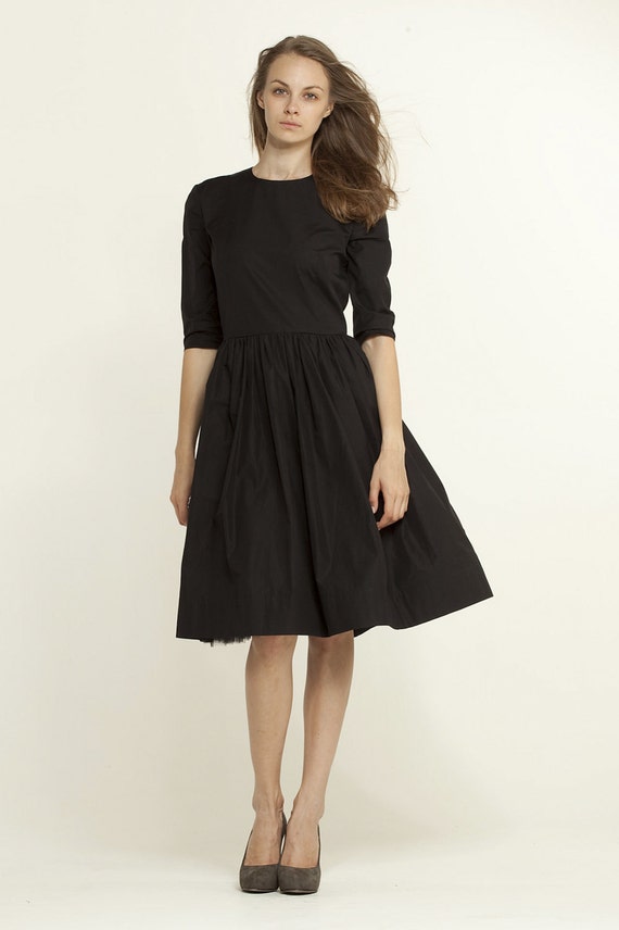 Vintage 1960s Dress Black 60s Dress Audrey Hepburn Style Linen Dress Little Black Dress