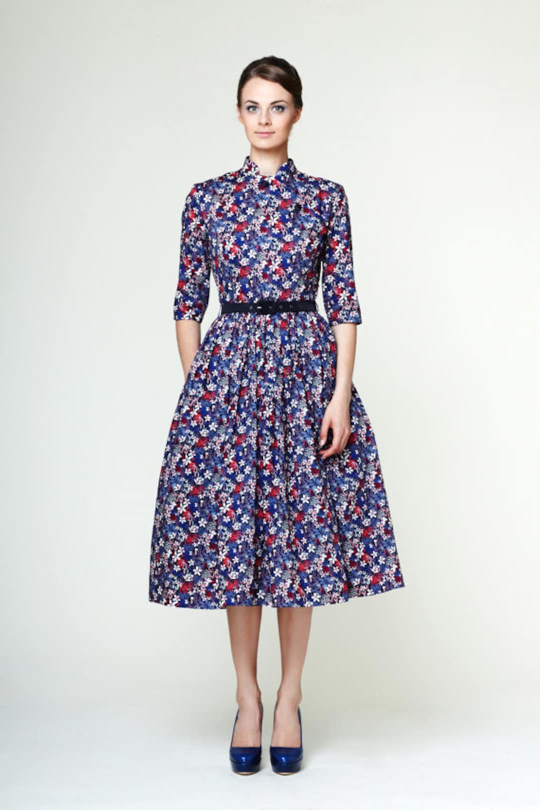 Women Circle Dress, Bridesmaid Dress, Liberty Print, Collar Dress, Floral Dress, Midi Dress ...