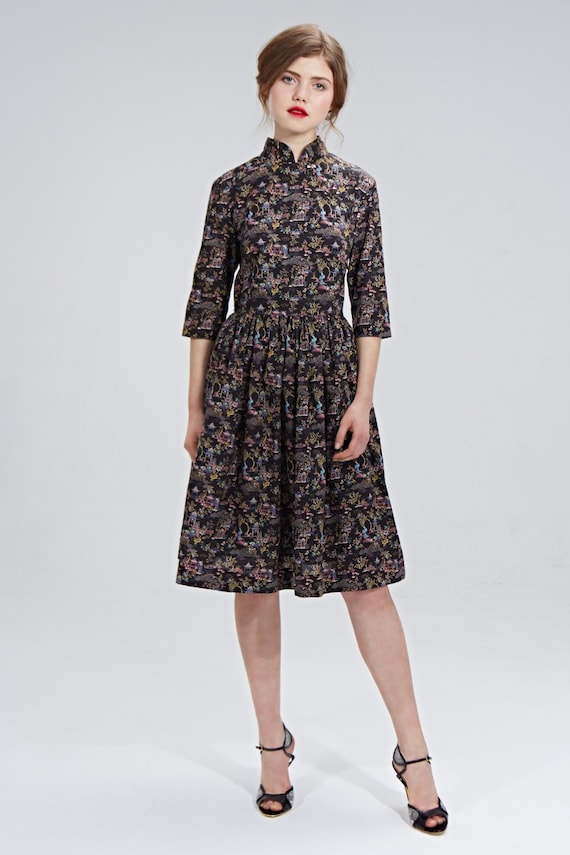 Mandarin Collar Dress - Vintage Style Cheongsam Dresses for Women - Liberty  Print Outfit - Etsy Canada