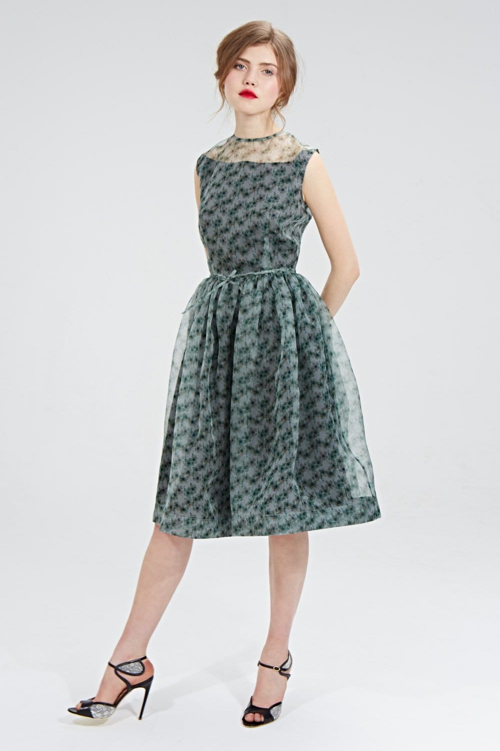 Wedding Guest Dress, Silk Flare Dress, Bridesmaid Dress, Organza Dress, Cocktail Midi Dress, Circle Dress, Elegant Dress,Mother Of The Bride