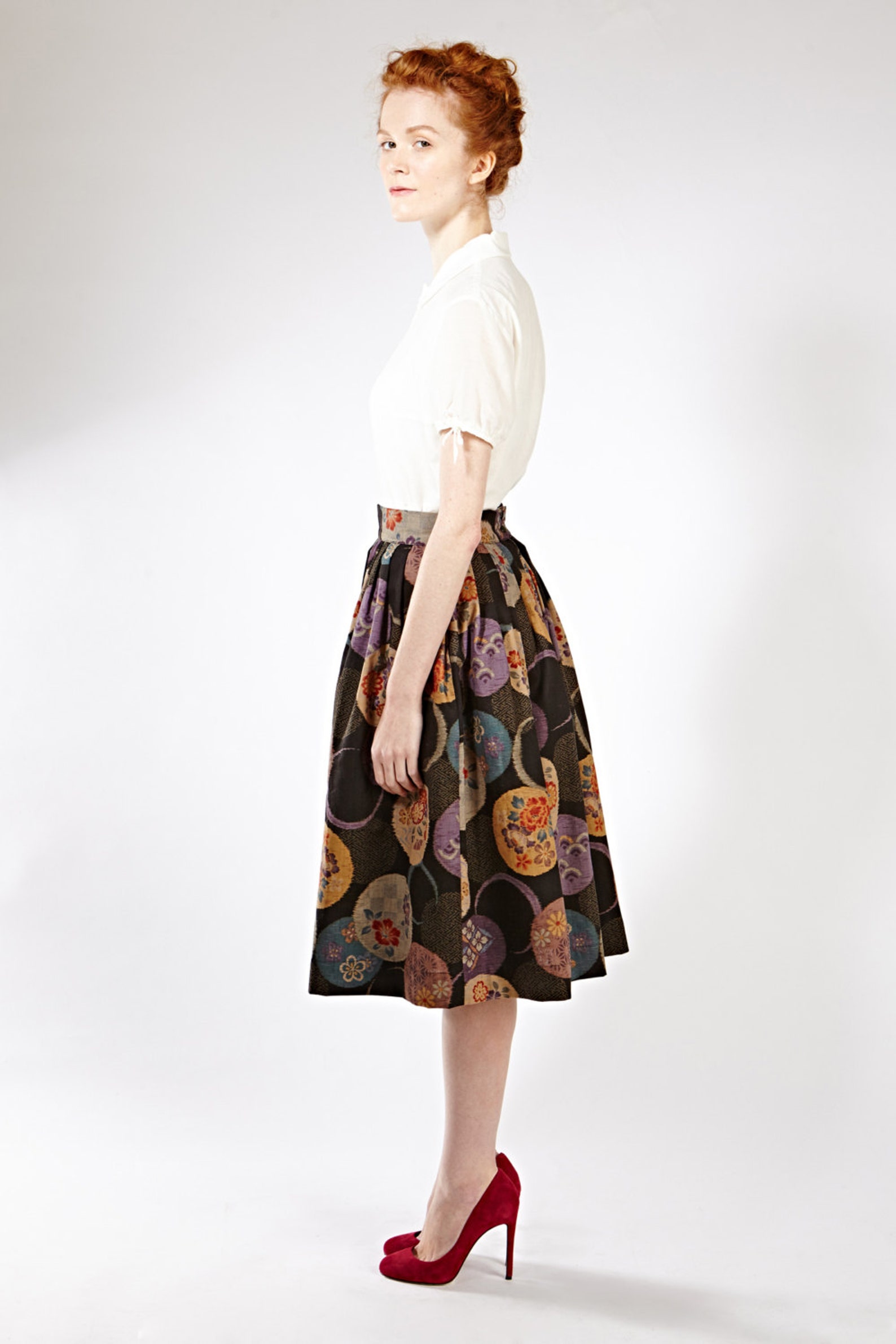 Women Linen Skirt Floral Skirt 1950's Skirt Retro - Etsy UK