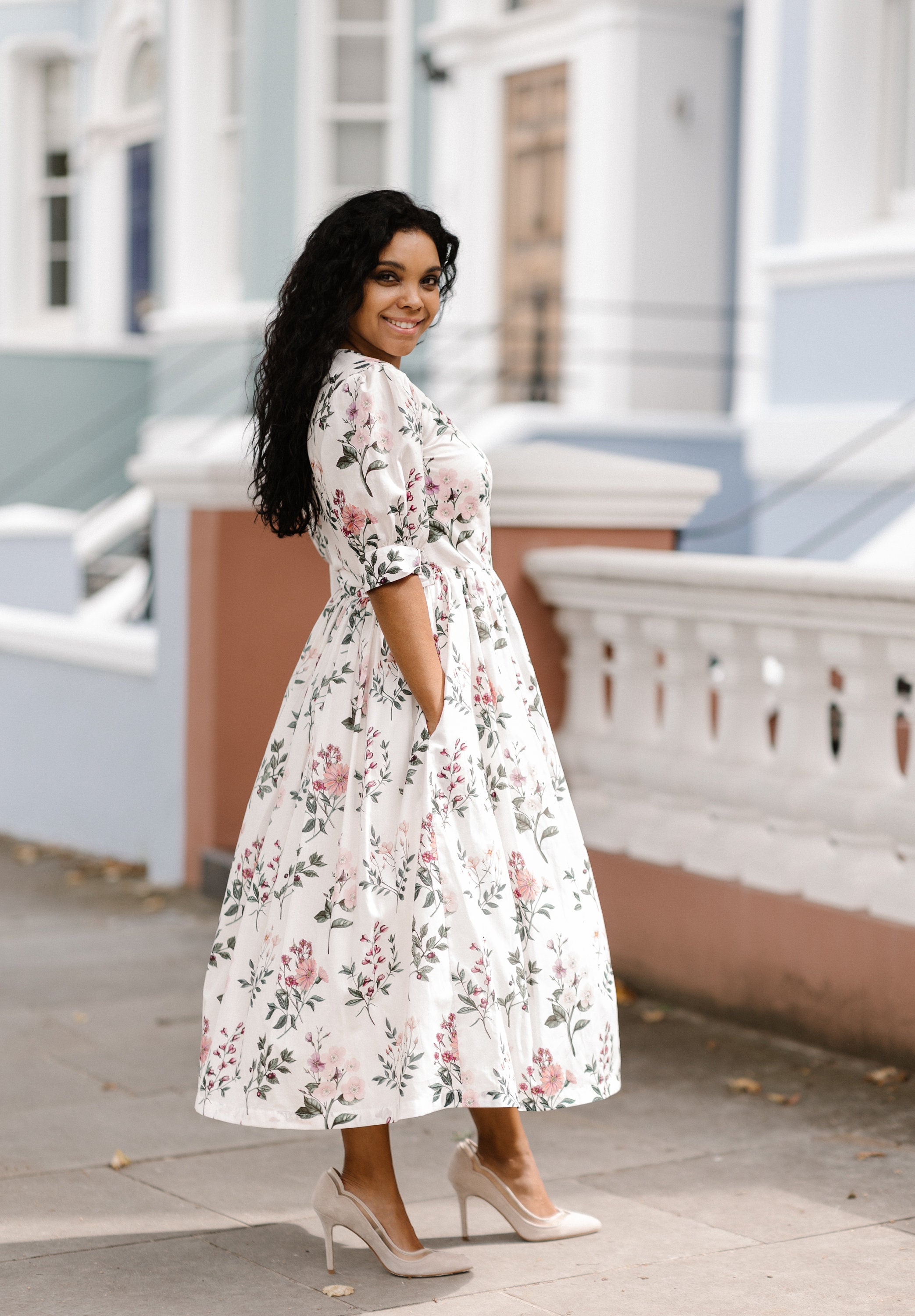 rosemuse 2way sleeve floral dress Floral romantic Liberty of 