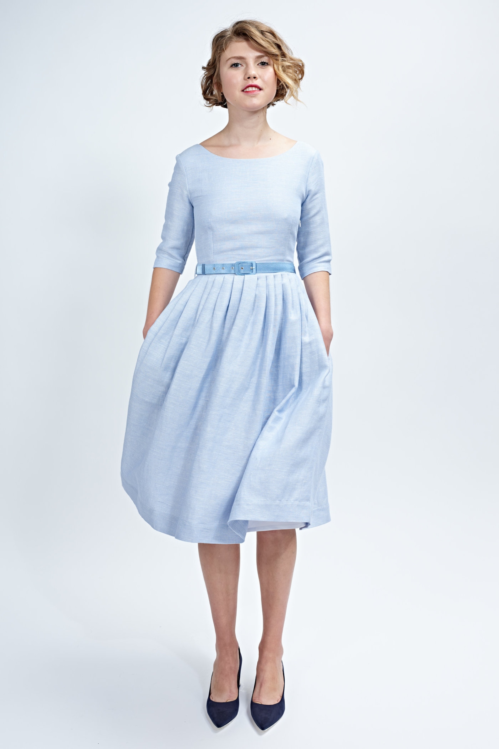Blue Wedding Dress Linen Wedding Dress Modest Wedding Dress - Etsy