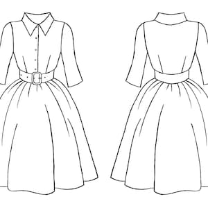 Women Wool Dress, 1950's Dress, Shirt Dress, Custom Dress, Mother Of The Bride Dress, Wool Dress, Simple Wedding Dress, Vintage Style Dress image 5