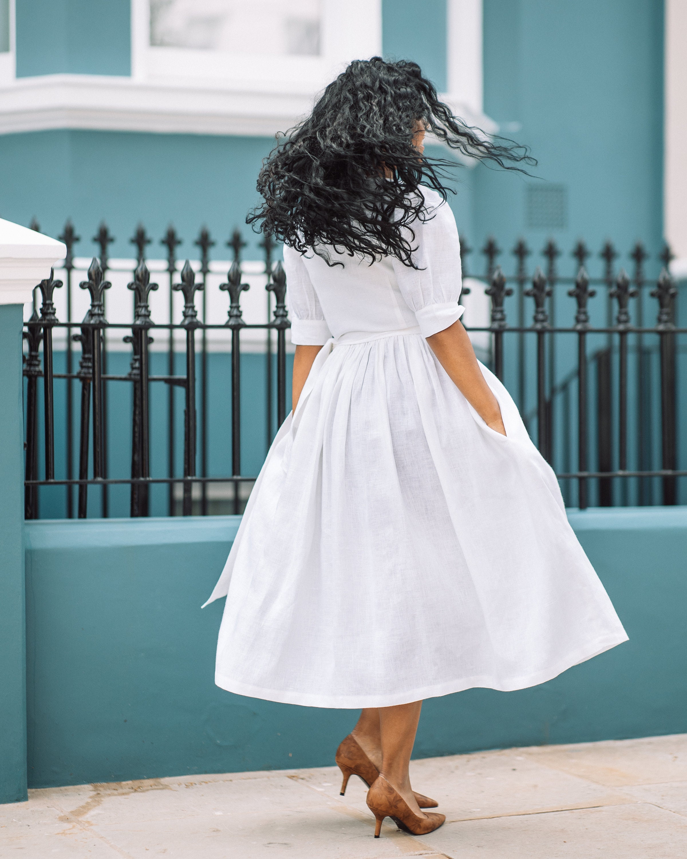 Midi dress lange mouw sale