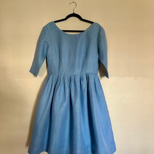 Sky blue wedding guest dress / Linen women clothing / Sample Sale size XL and 1X image 5