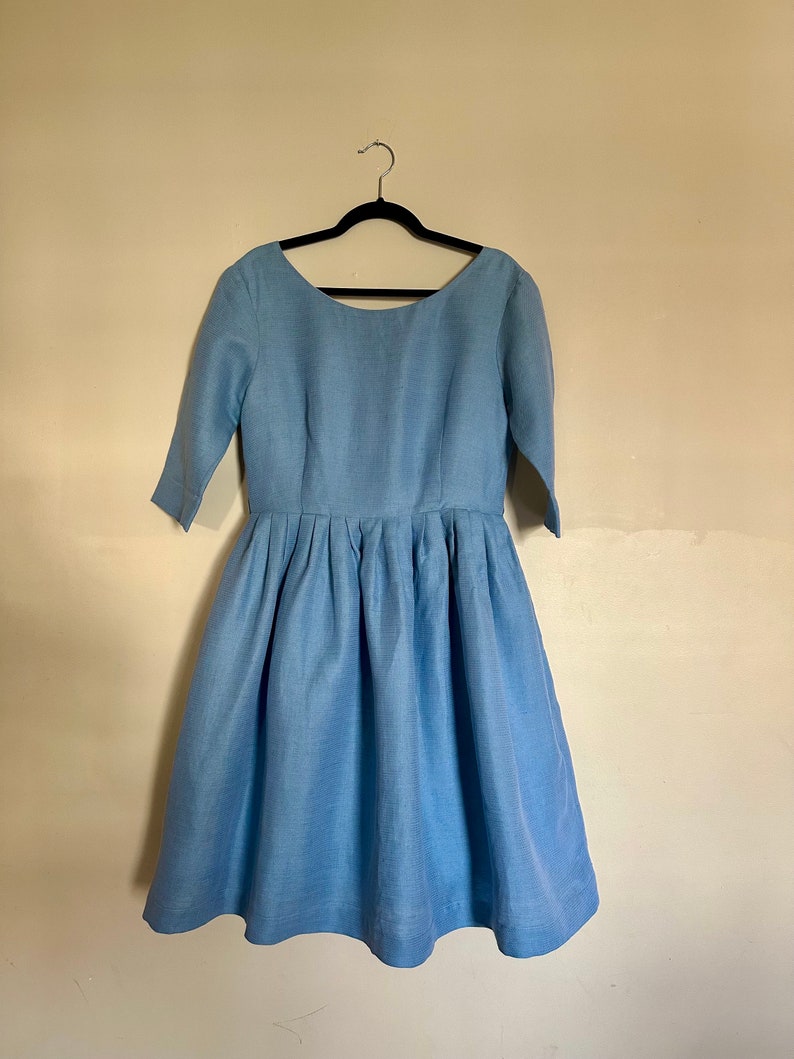 Sky blue wedding guest dress / Linen women clothing / Sample Sale size XL and 1X image 5