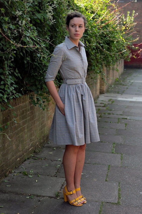 Vintage Style Shirt Dress 1950 s Dress Office Dress Retro Dress