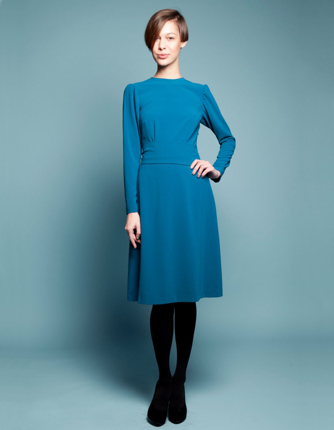 Women Dress Royal Blue Dress Silk Dress 1940's Dress - Etsy