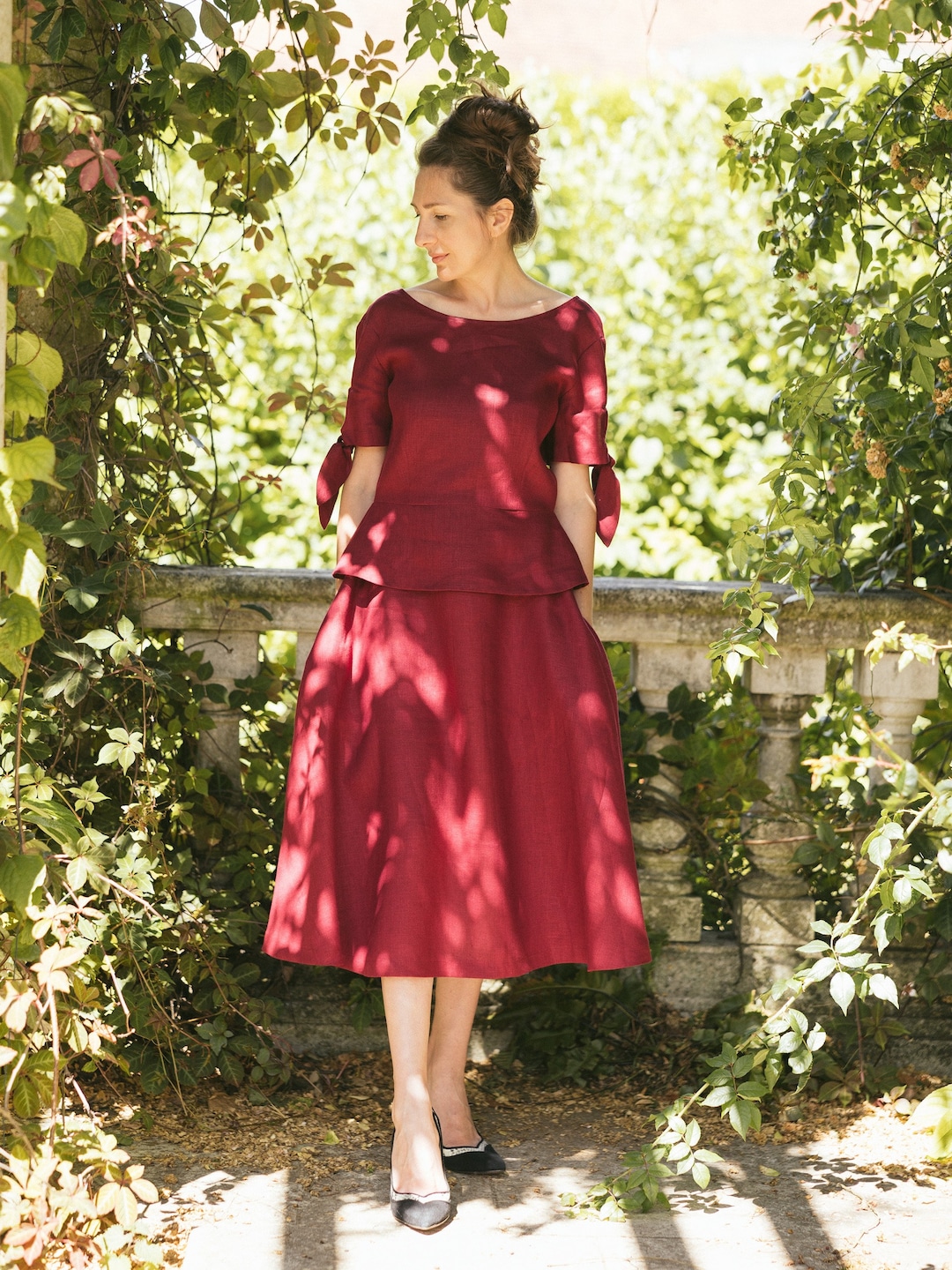 JAMESON SKIRT Double Decker Red, Italian Performance Linen