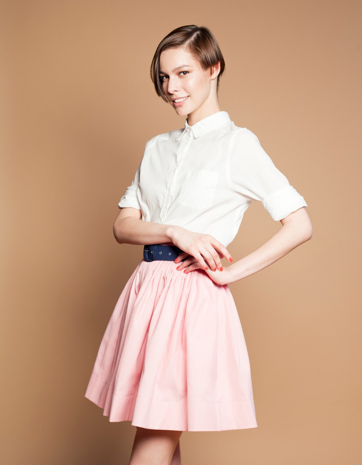 Hot pink top skirt 50s