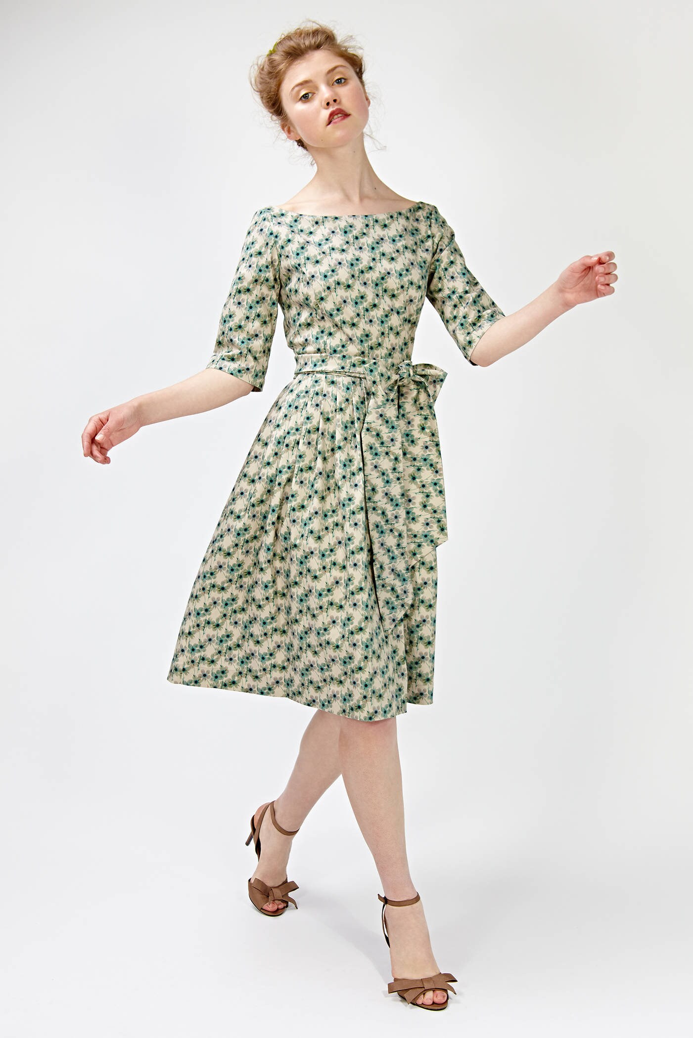 Women Midi Dress, Green Dress, Bridesmaid Dress, Floral Dress, 1950's Dress,  VLV Dress, Vintage Style Dress,wedding Guest - Etsy