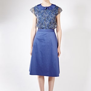 Women Skirt, Midi Skirt, Office Skirt, Minimalist Clothing, A Line Skirt, High Waisted Skirt, Women Blue Skirt, Pocket Skirt, Simple Skirt