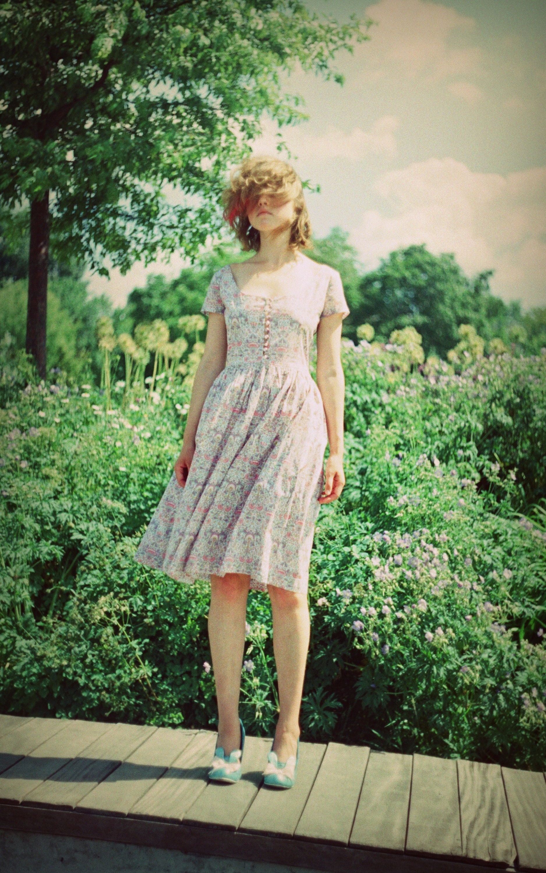 Image of Fall Autumn Floral Dress, Shirt Women Midi Cotton Fit & Flare Short Sleeve Plus Size Clothing, S