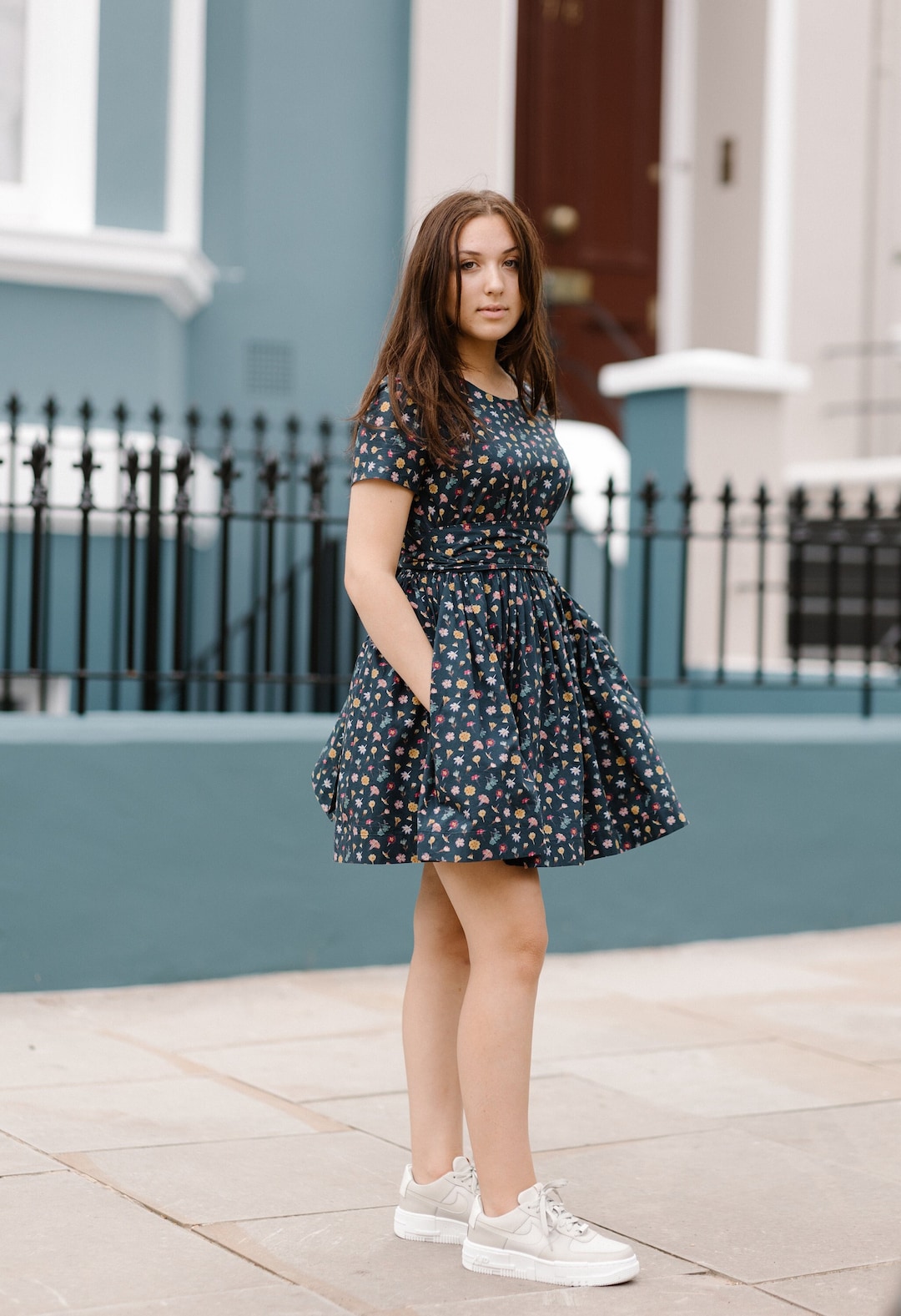 Modest Floral Empire Waist Holiday Dress for Teenage Girl - Romantic Cotton  High Waist Short Dresses With Pockets by Mrspomeranz - Etsy