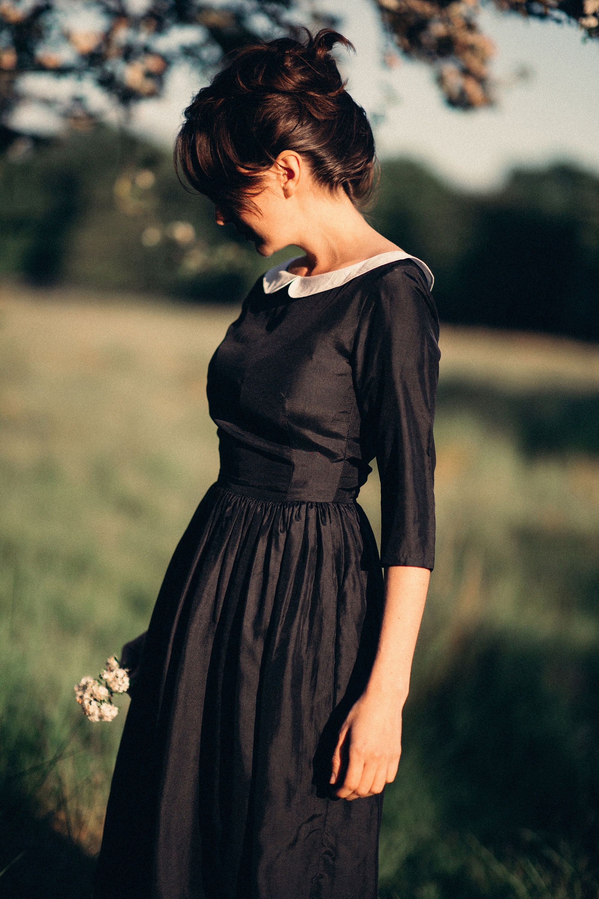 black dress with black collar Quattro Flex Short Sleeve Button Down Black M / Black main image 0