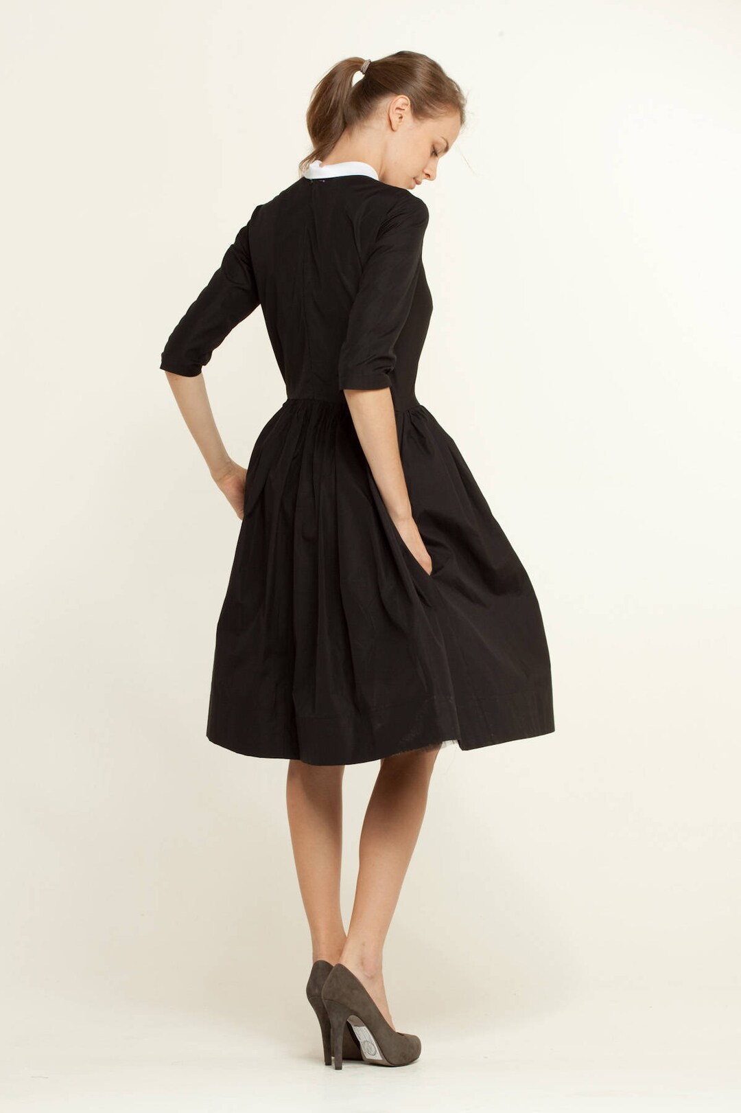 Black Retro Dress With Peter Pan Collar by Mrspomeranz Sizes - Etsy