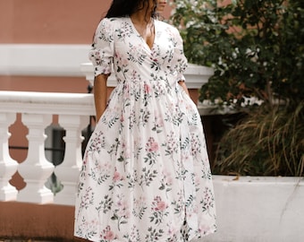 white and yellow floral dress Women's A Dash of Sunshine Yellow Multi Floral Print Bow Accent Strap Midi Dress | Size: L