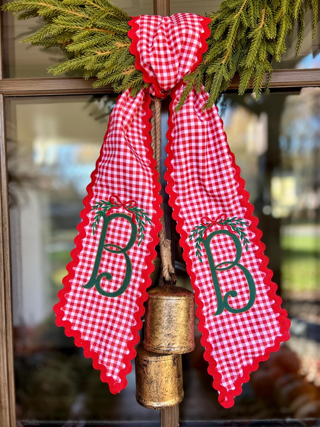 Personalized Embroidered Ric Rac Christmas Wreath Sash - Etsy