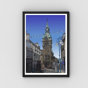 Dunfermline City Chambers Art Print – Fife Scotland Landmark Illustration | A3 A4 A5 | Unframed Wall Art | 200gsm Fine Art Matte Paper