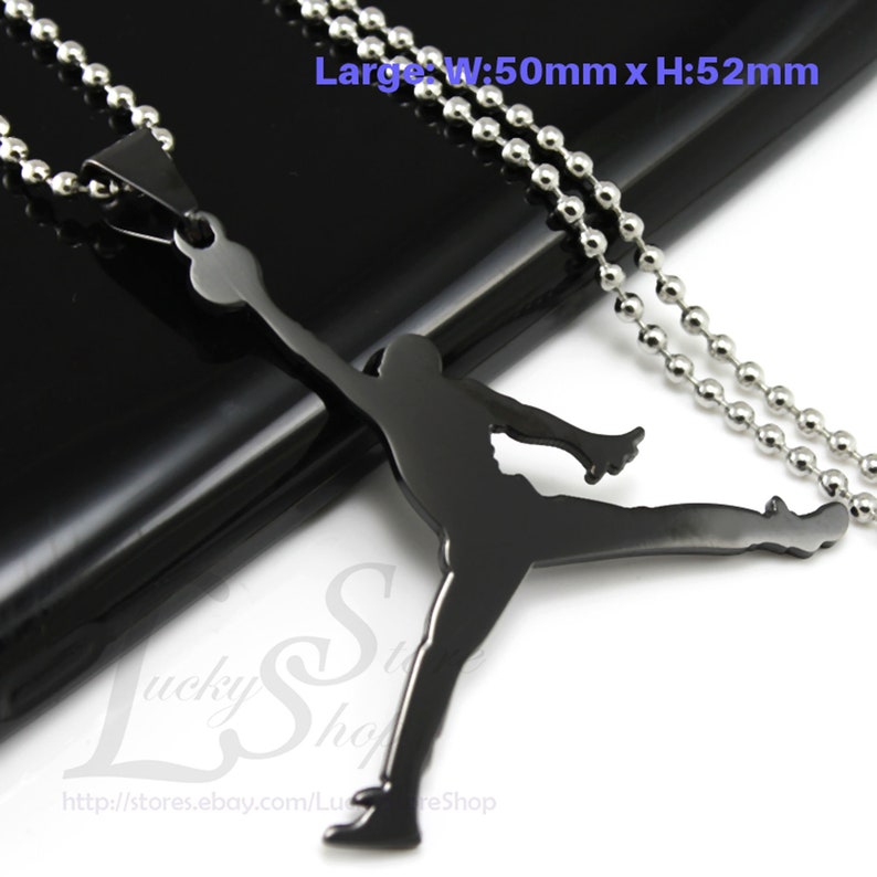 Large Jordan Jumpman Logo Cool Stainless Steel Pendant Necklace Silver Gold or Black image 4