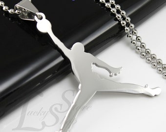 Large Jordan Jumpman Logo Cool Stainless Steel Pendant Necklace Silver Gold or Black