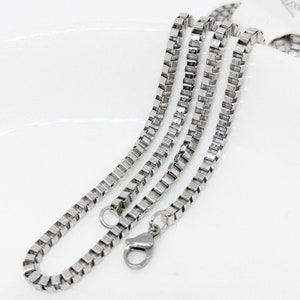 Cool Men Women Unisex Stainless Steel 3mm box link chain necklace