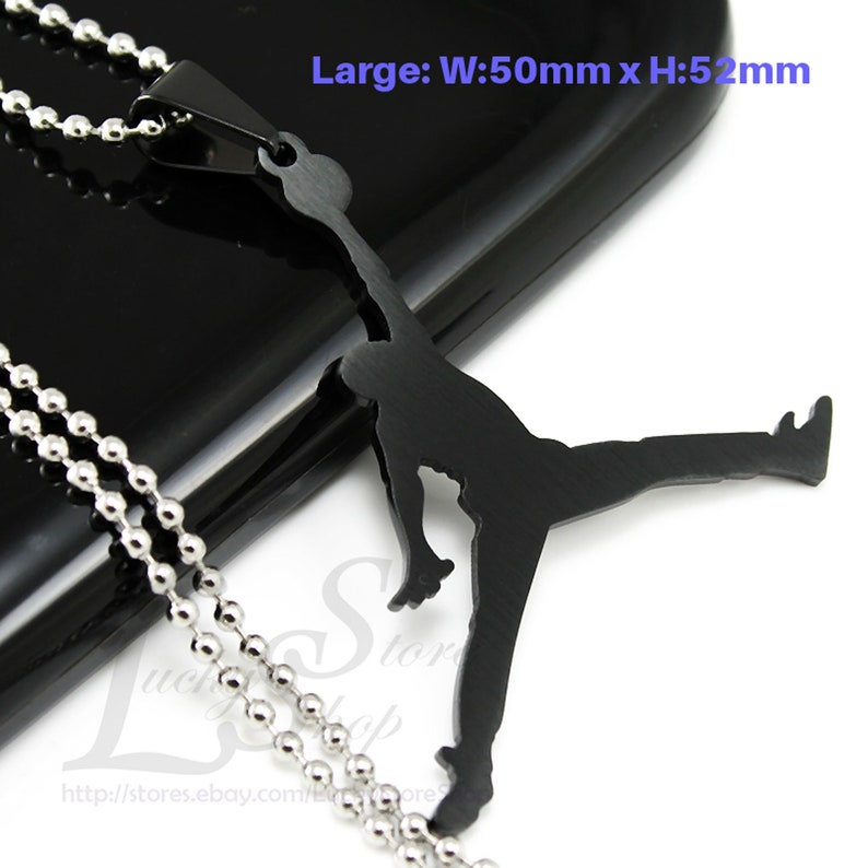 Large Jordan Jumpman Logo Cool Stainless Steel Pendant Necklace Silver Gold or Black image 5