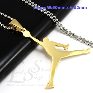 Large Jordan Jumpman Logo Cool Stainless Steel Pendant Necklace Silver Gold or Black Golden