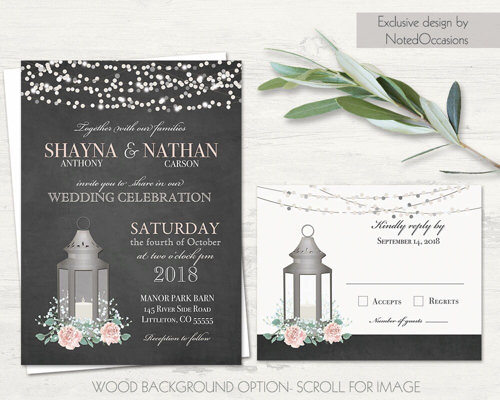 Lantern Wedding Invitation Set Metal Lantern Wedding Invite Etsy