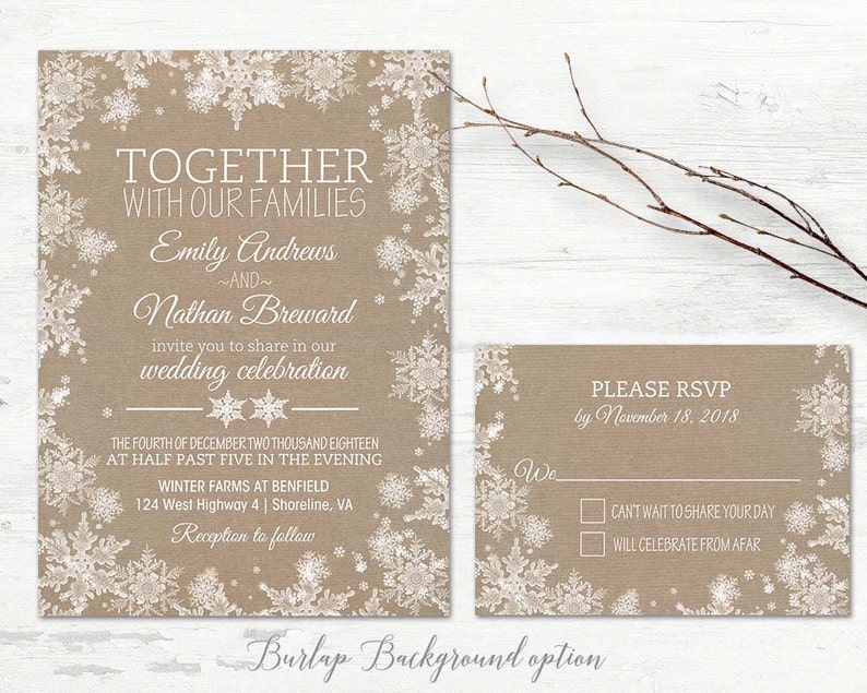 rustic winter wedding invitation set printable snowflake wedding winter wedding invite silver gold chalkboard rsvp diy digital template printable snowflake invitations