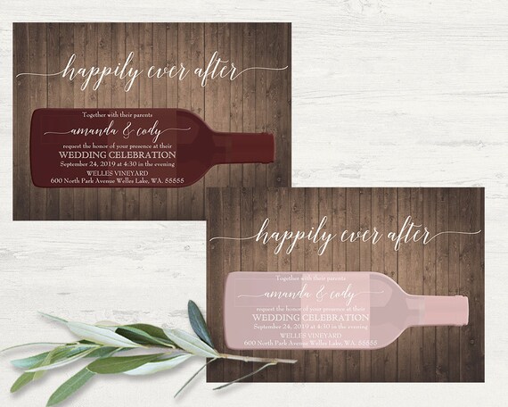 Vineyard Wedding Invitations Rustic Wine Country Wedding Color Etsy