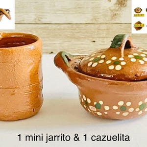 Mini Cantaritos for Tequila Shots with Mini Plates Mini Tequileros Y Cazuelitas de Barro