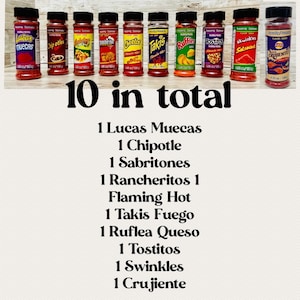 Variety Pack 10 Seasoning Chilli Powder Takis Fuego Flaming Hot Tostitos Lucas Muecas Swinkles Rancheritos Crujientes Rufles Queso Chipotle