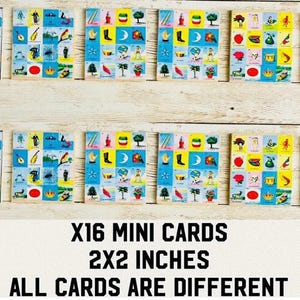 Mini Lotería Wood Cards Size of Cards are 2 x 2  inches Cartas de Mini de Madera de Lotería Mexicana