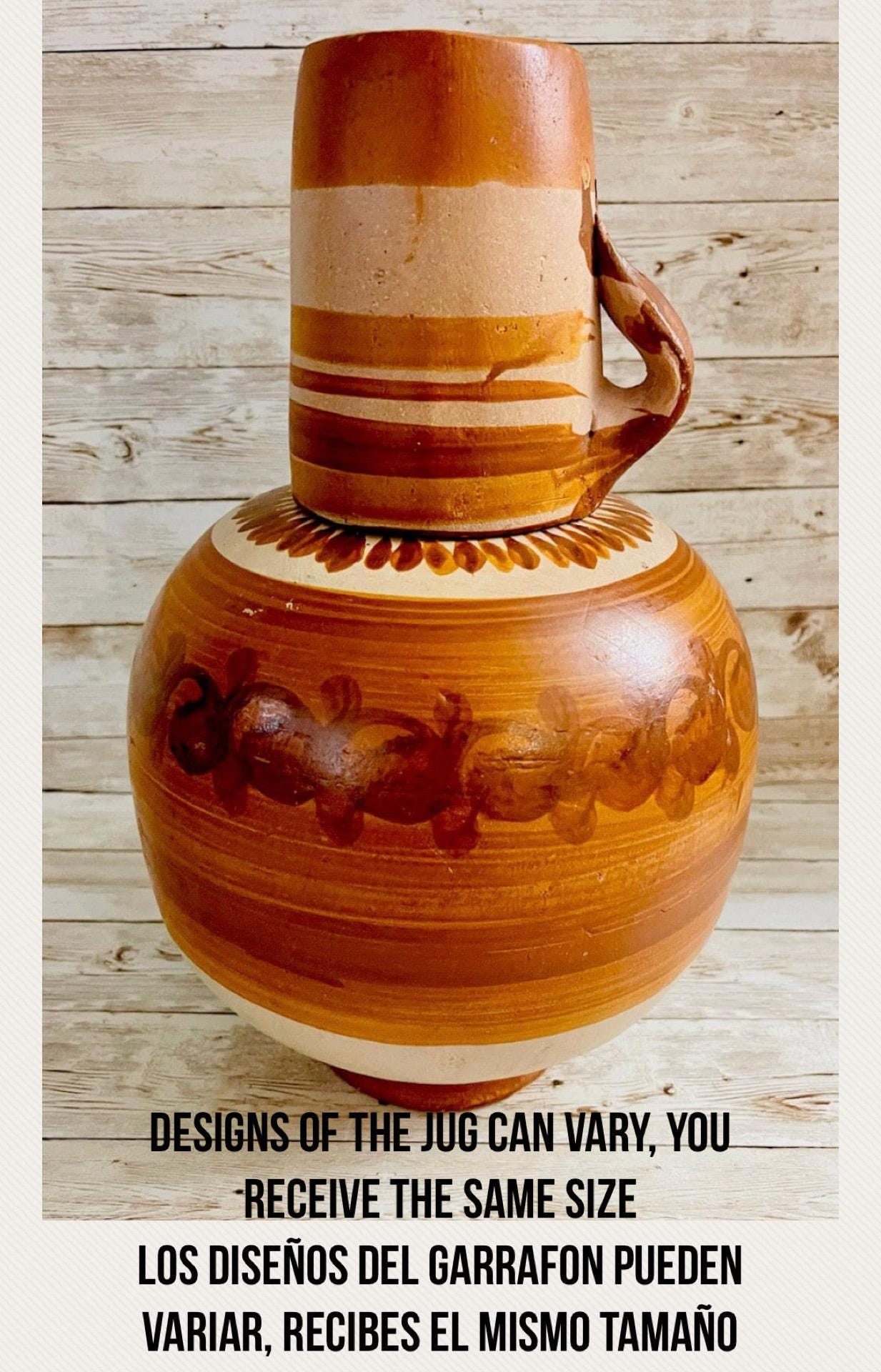Mexican Clay Waterjug & Cup Botellón Garrafón De Barro Mexicano - Etsy