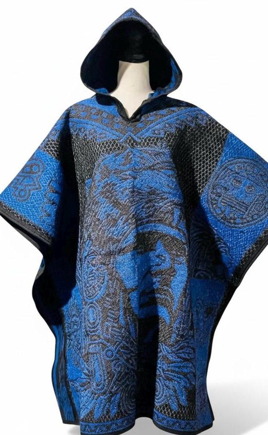 Mexican Double Sided Poncho Aztec and Jaguar Poncho Gavan Azteca