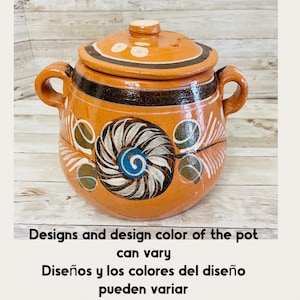 6 Liter Terra Cota Clay Pot for Beans Soups Olla Tonala de Barro para Caldos Frijoles Sopas 6 Litros