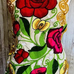 Mexican Embroidered Handmade Kitchen Flower Apron Mandil Delantal Mexicano Bordado de Flores