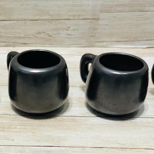 Black Oaxacan Mexican Art Pottery Capuccino Expresso Coffee Tea Mugs Tazas de Barro Negro Artesanal Mexicano Hechas en Oaxaca