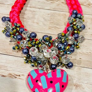 Mexican Artesanal Palm Leaf Heart Shaped Necklace Collar Artesanal Mexicano de Corazon