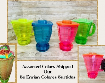 Licuachelas Mexicanos para Bebidas y Botanas 1 Litro Se Envian Colores Surtidos Mexican Plastic Drink Blender Cups for Drinks and Snacks