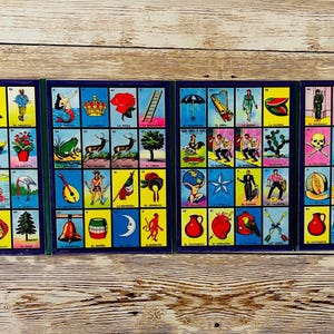 4 Cartas de LOTERIA MEXICANA con Dobles en el Centro 4 Cartas de Loteria Mexicana con Dobles Cartas Traen Proteccion