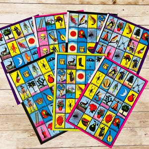 LOTERIA CARDS With Doubles 5 Rows x 5 Columns Cartas De Loteria con Dobles Size 8 1/2 x 5 1/2 Inches 5 Hileras x 5 Columnas