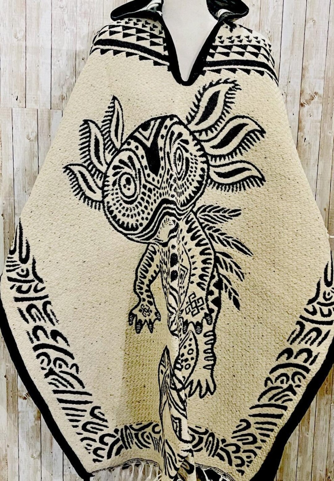 Aztec Rug Poncho Mexican Wool PONCHO Huichol Aztec Calendar Poncho Mexicano De Lana ...