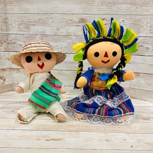 2 Set Rag Mexican Couple Lele Dolls 12 Inches Pareja de Leles Muñecas  Artesanales Mexicanas 12 Pulgadas