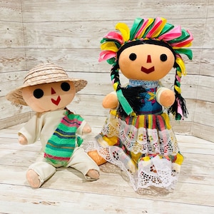2 Set Rag Mexican Couple Lele Dolls 12 Inches Pareja de Leles Muñecas  Artesanales Mexicanas 12 Pulgadas