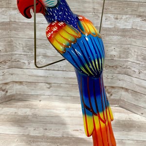 Mexican Exotic Ceramic Bird on a Perch Pajaro Mexicano de Ceramic en Aro