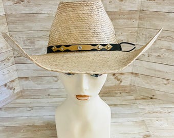 Cowboy Mexican Palm Leaf Straw Hat Sombrero Vaquero Artesanal de Palma