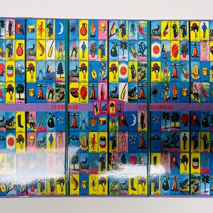 12 Accordion Style Loteria Cards with 4  Preferred Images 12 Cartas de Lotería en Acordion con 4 Preferidas Cartas 4x2 pulgadas